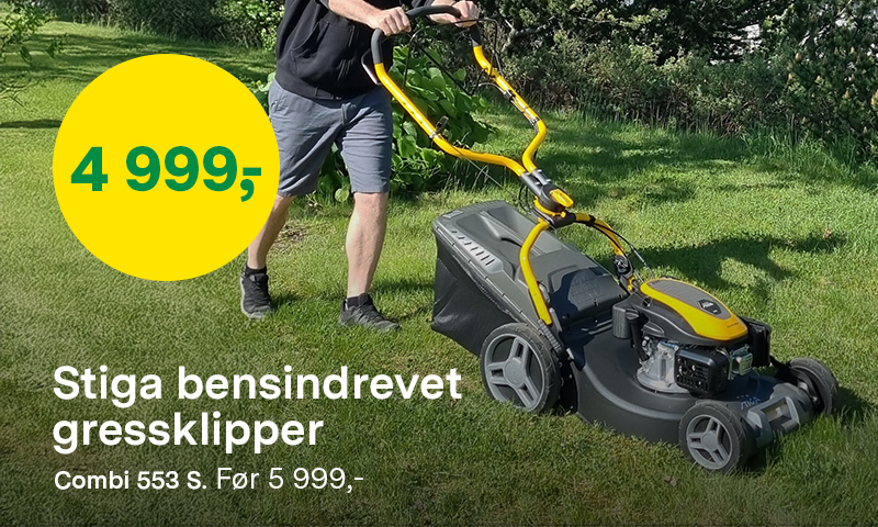 Stiga bensindrevet gressklipper Combi 553 S fra 5 999,- nå 4 999,-